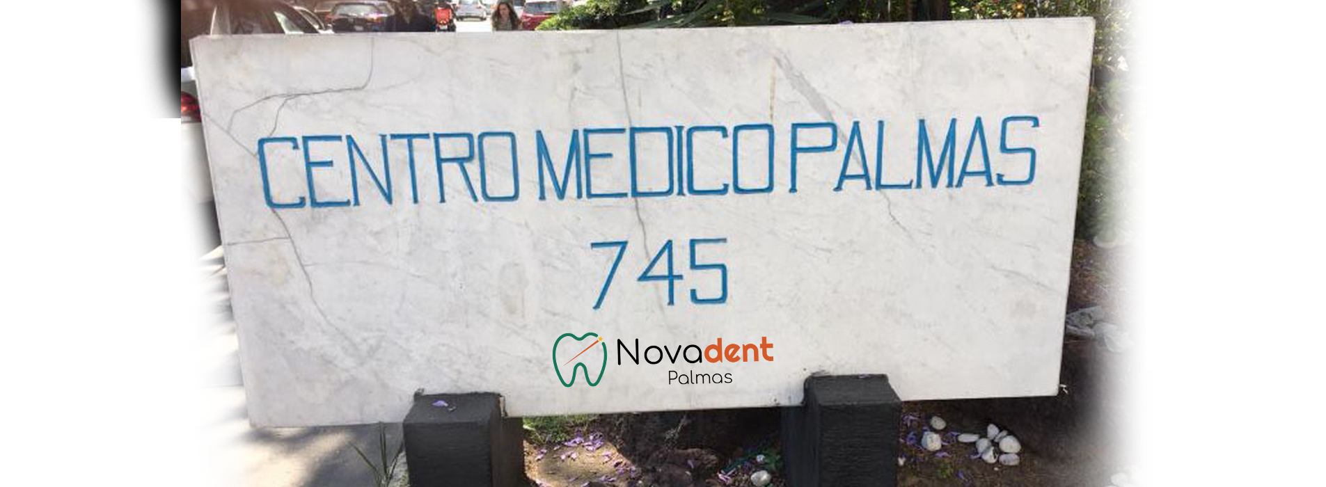 Placa de Centro Médico Palmas 745 con el logo de Novadent Palmas